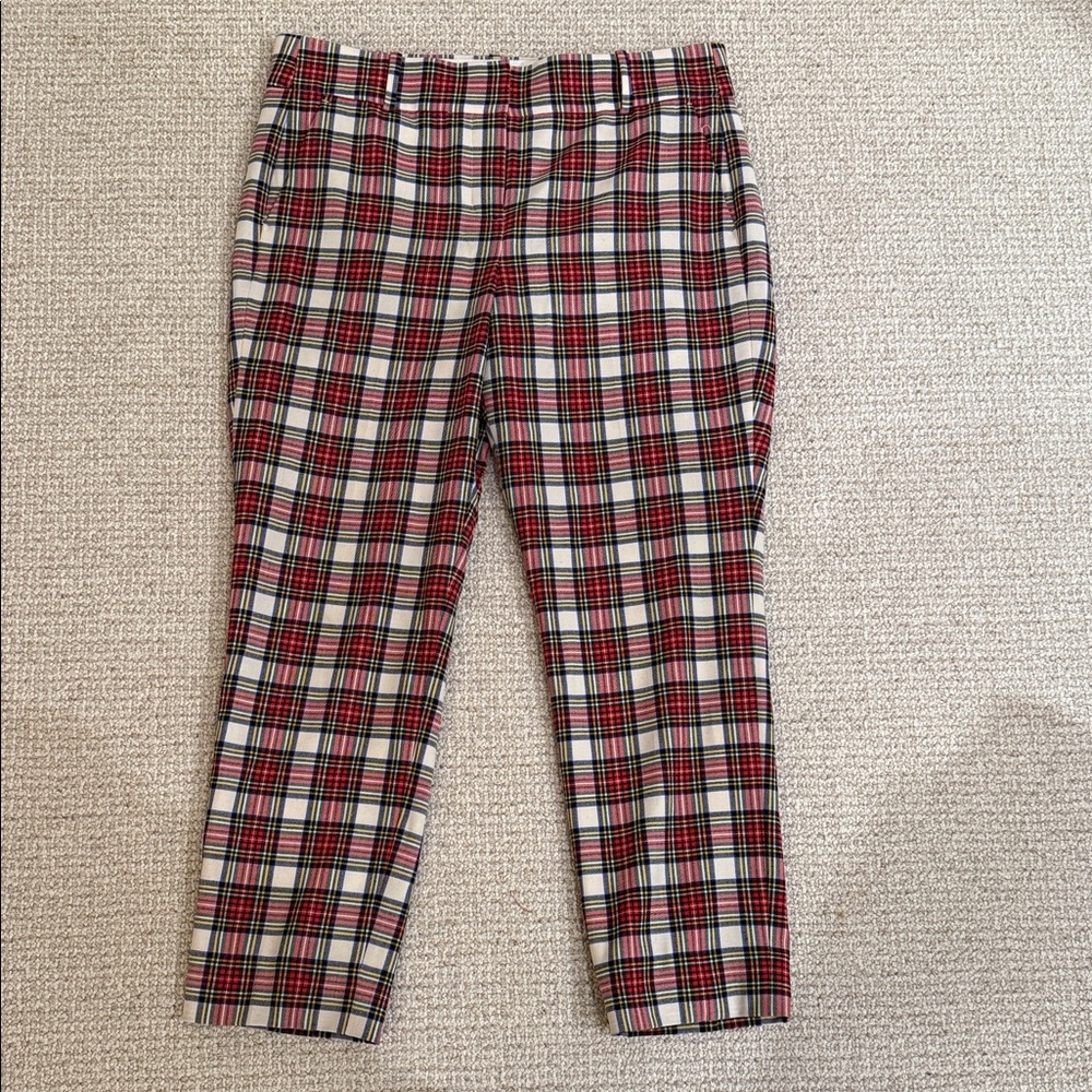 J. Crew Red Black White Plaid Cropped Pants